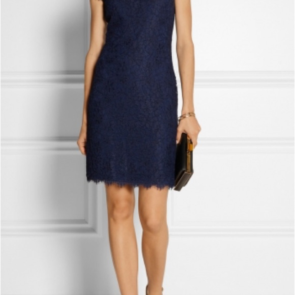 Diane Von Furstenberg Navy Lace Mini Dress